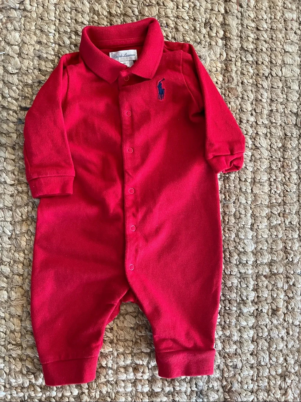 Ralph Lauren Red Polo Collar  Baby Onezie Bodysuit 100% Cotton 3 months
